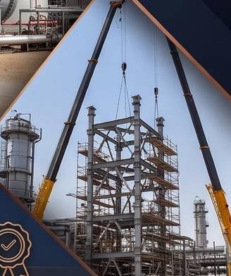 Cranes erecting a steel structure