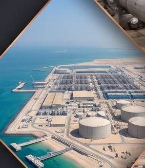 Aerial view of a coastal reverse osmosis plant
