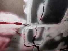 Dye penetrant testing showing crack indications