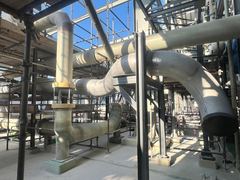 Large-bore duplex stainless steel piping on site
