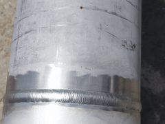 Circumferential weld on a stainless steel pipe spool